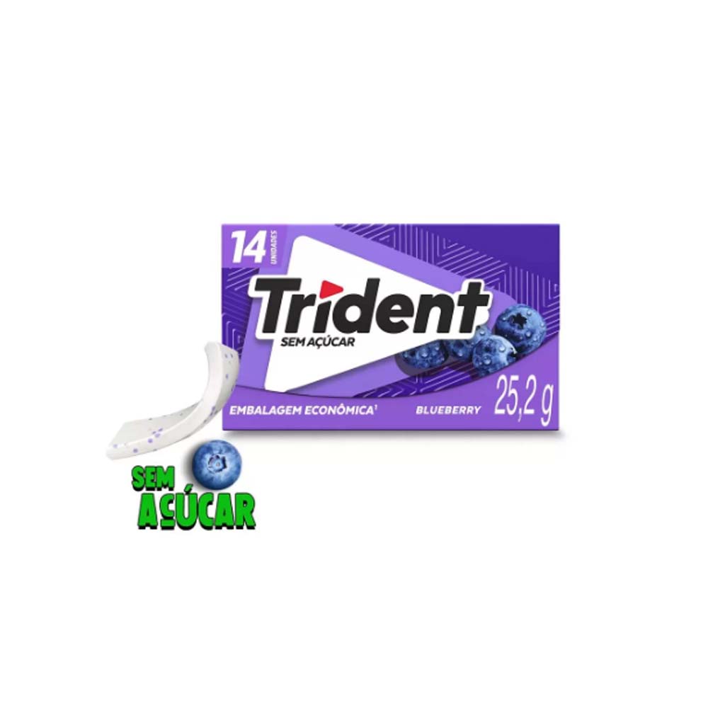 GOMA DE  MASCAR TRIDENT  14 S BLUEBERRY